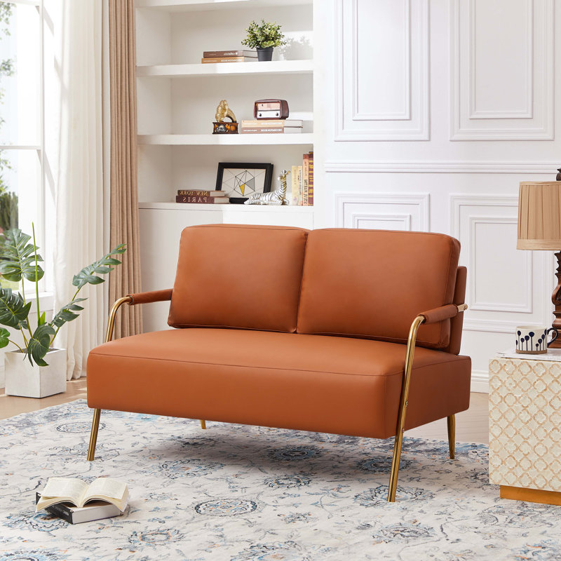 Mercer41 Small Sofa Seater Pet Friendly Fabric Upholstered Loveseat 2 seater Couch with Removable Back Cushion and Metal Leg Modern Couches for Small Spaces Living Room Bedroom Apartment Brown Wayfair